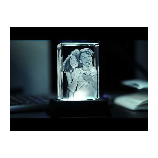 Grand rectangle 3D en cristal main product photo