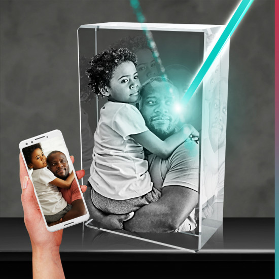 Grand rectangle 3D en cristal