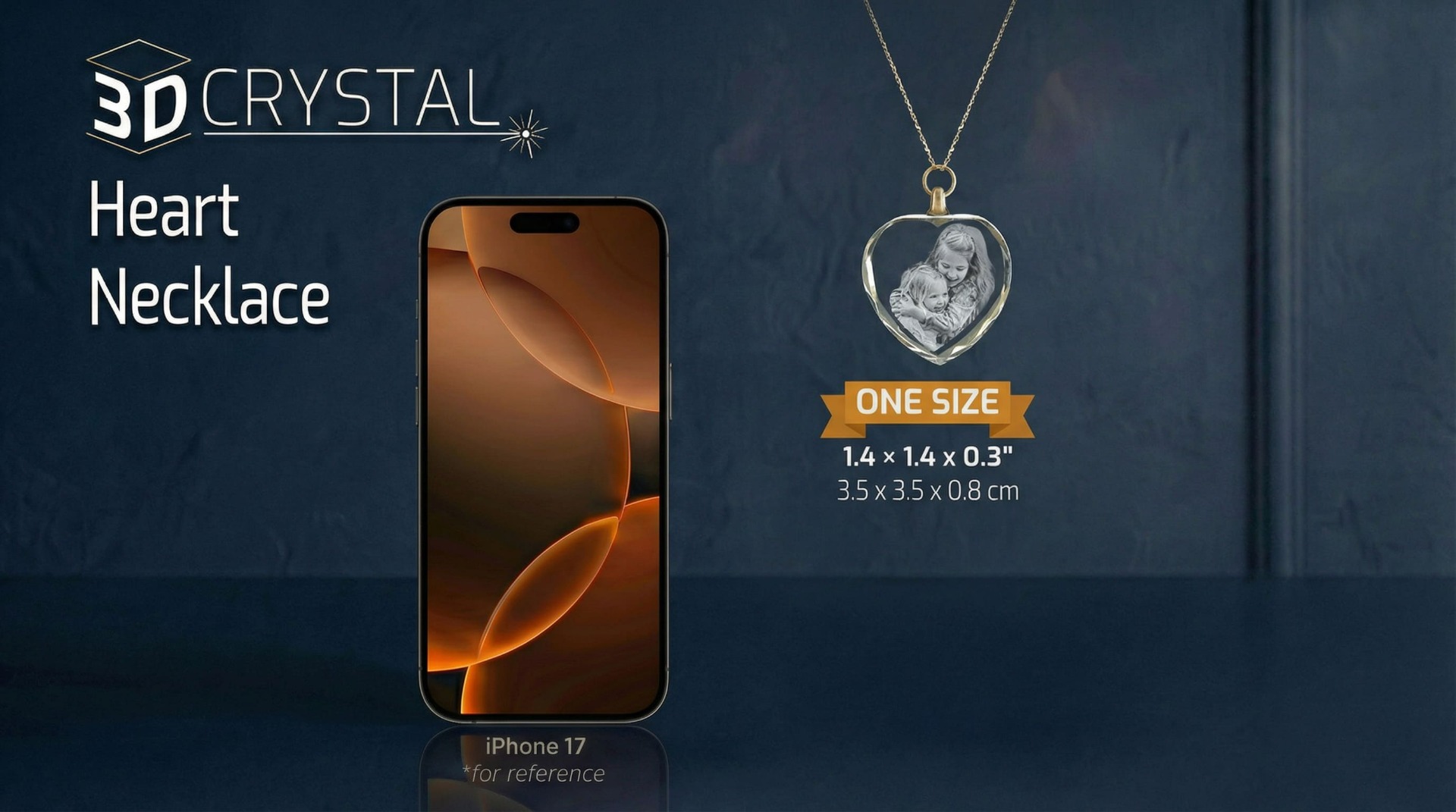 2d Crystal Heart Necklace Size Chart