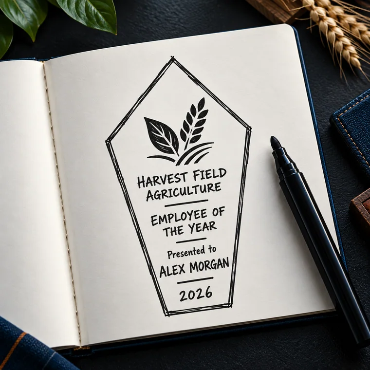 Dessin d'un trophée esquissé à la main sur un carnet