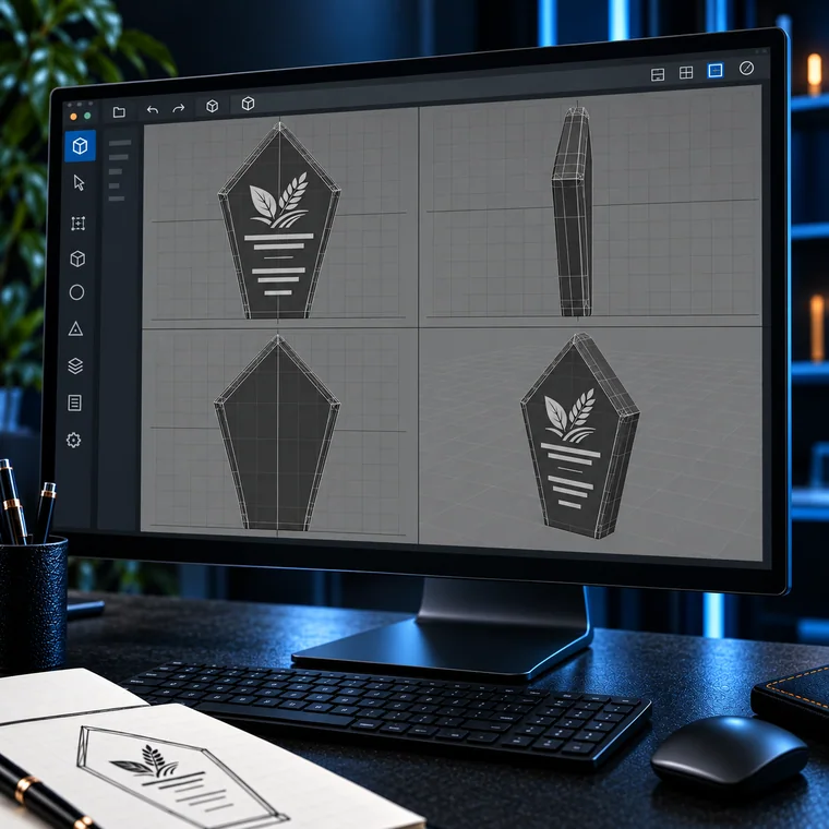 Le trophée rendu en 3D à l'écran pour validation